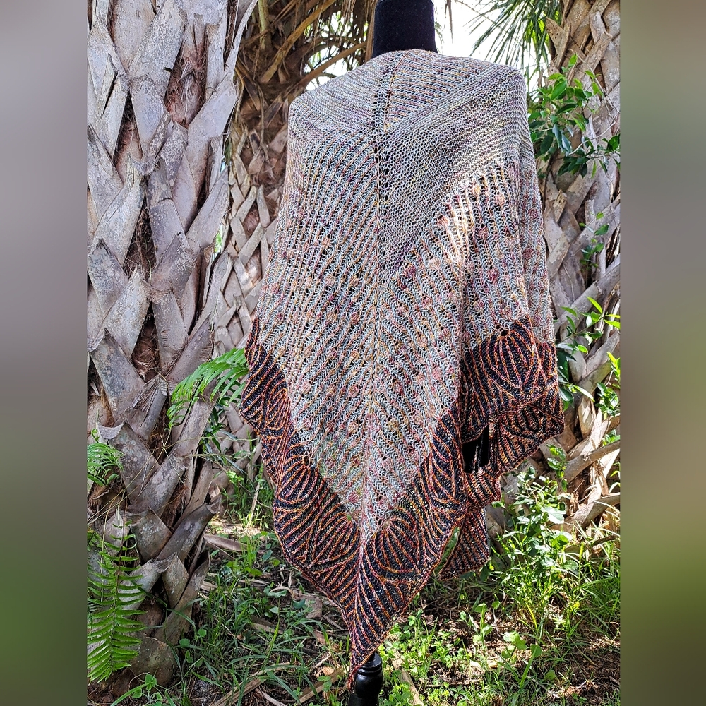 Hand Crafted OOAK Avantgarde Contemporary Reversible Knit Shawl Orange Pink - Picture 16 of 16